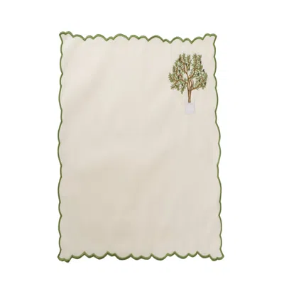 KM HOME COLLECTION NEUTRALS OLIVE TREE COTTON PLACEMATS SET