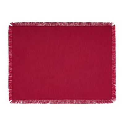 KM HOME COLLECTION RED BURGUNDY COTTON PLACEMATS SET OF TWO - CHRISTMAS COLLECTION