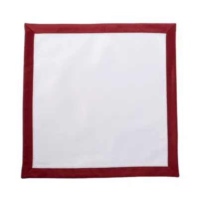 KM HOME COLLECTION RED / WHITE MONACO COTTON NAPKINS SET