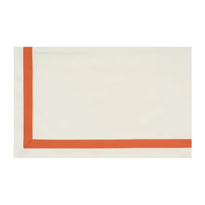 KM HOME COLLECTION WHITE / RED SUNSET COTTON TABLECLOTH