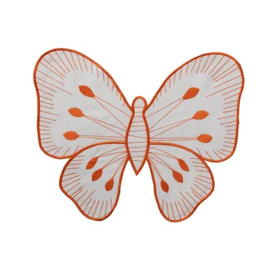 KM HOME COLLECTION BUTTERFLY COTTON PLACEMAT ORANGE SET