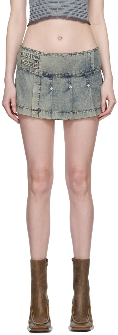 KNWLS BLUE PLEATED MINISKIRT