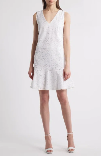 KOBI HALPERIN KOBI HALPERIN EYELET RUFFLE HEM SLEEVELESS DRESS