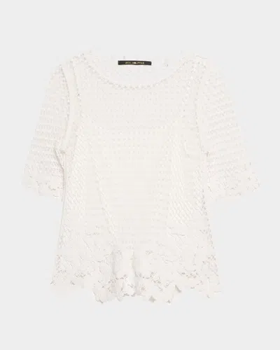 KOBI HALPERIN SYLVS FLORAL CROCHET ROSETTE NET BLOUSE