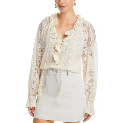 KOBI HALPERIN KOBI HALPERIN WOMENS RUFFLED LACE TIE NECK PEASANT TOP BLOUSE BHFO 7203