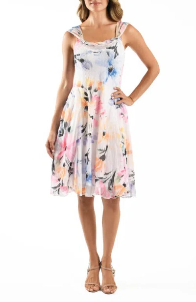 KOMAROV KOMAROV SCARF CHARMEUSE & CHIFFON COCKTAIL DRESS