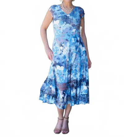 KOMAROV WOMEN'S CAP SLEEVE DRESS IN COBALT BURST