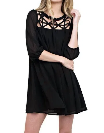KORI LATTICE BABY DOLL DRESS IN BLACK