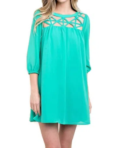 KORI LATTICE BABY DOLL DRESS IN GREEN