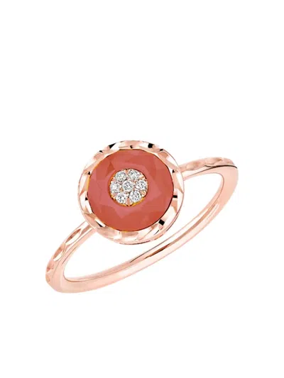 KORLOFF ROSE GOLD AGATE AND DIAMOND RING