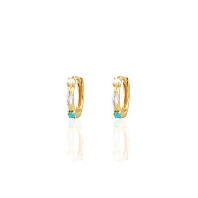 KRIS NATIONS WOMEN'S GOLD SEASIDE SPARK HUGGIE HOOP EARRINGS