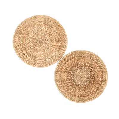 KUBO NEUTRALS LAGUNA WOVEN RATTAN PLACEMATS, SET OF 2