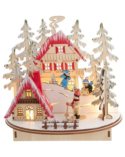 KURT ADLER KURT ADLER 7.9-INCH BATTERY-OPERATED LIGHT UP SKI RESORT VILLAGE