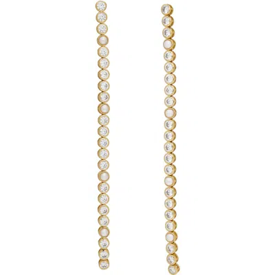 KURT GEIGER KURT GEIGER LONDON CUBIC ZIRCONIA & FAUX PEARL LINEAR DROP EARRINGS