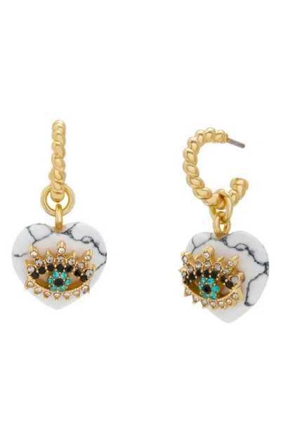 KURT GEIGER KURT GEIGER LONDON EVIL EYE & HEART DROP HOOP EARRINGS