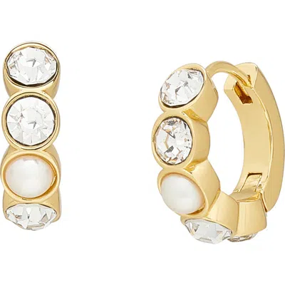 KURT GEIGER KURT GEIGER LONDON FAUX PEARL & CRYSTAL HUGGIE EARRINGS