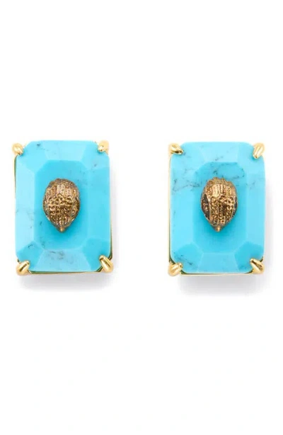 KURT GEIGER KURT GEIGER LONDON TURQUOISE EAGLE HEAD STUD EARRINGS