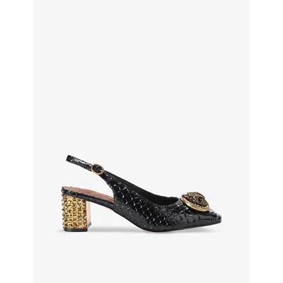 KURT GEIGER WOMENS BLACK CHELSEA BLOCK-HEEL FAUX-LEATHER SLINGBACKS EUR 38/5 UK