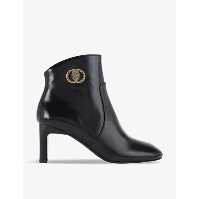 KURT GEIGER WOMENS BLACK CHELSEA EAGLE-EMBELLISHED HEELED LEATHER BOOTS EUR 41 / 8 UK