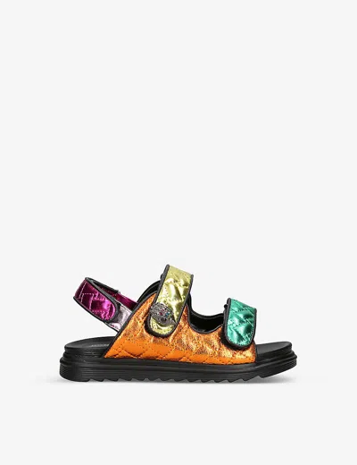 KURT GEIGER MULT/OTHER ORSON QUILTED METALLIC-WOVEN SANDALS 7-10 YEARS EUR 33 / 1 UK