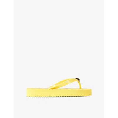 KURT GEIGER WOMENS YELLOW KENSINGTON Q RUBBER FLIP FLOPS EUR 38/5 UK