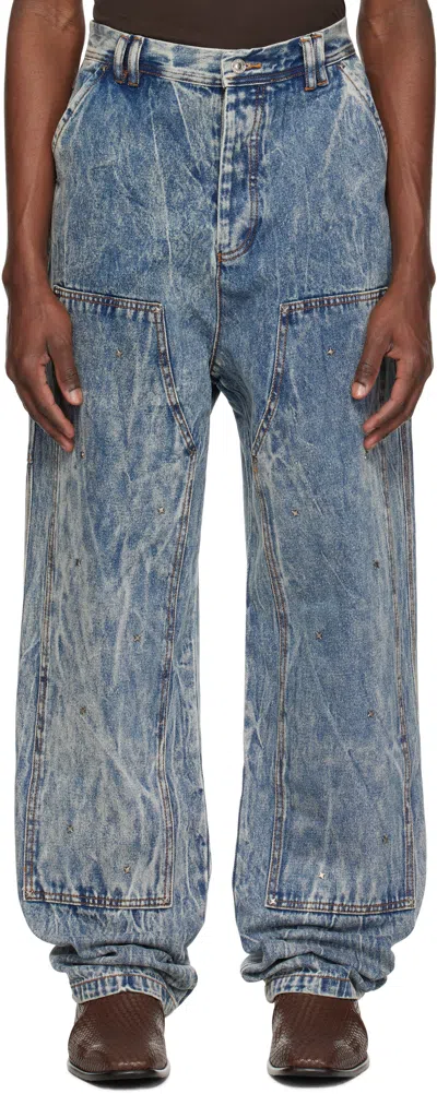 KUSIKOHC BLUE WORKWEAR MULTI RIVET JEANS