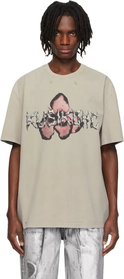 KUSIKOHC GRAY LOGO PRINTED T-SHIRT