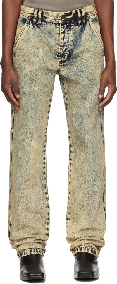 KUSIKOHC NAVY & BEIGE WASHED JEANS