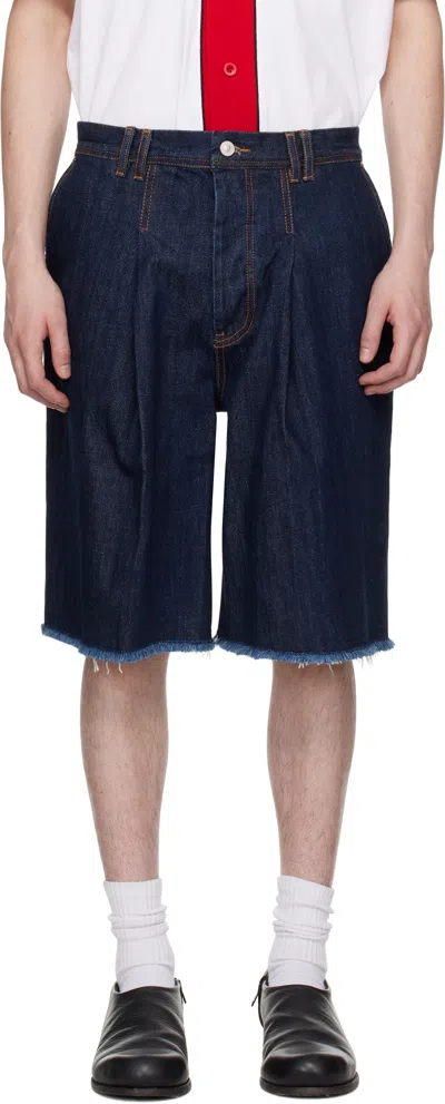 KUSIKOHC NAVY DART DENIM SHORTS