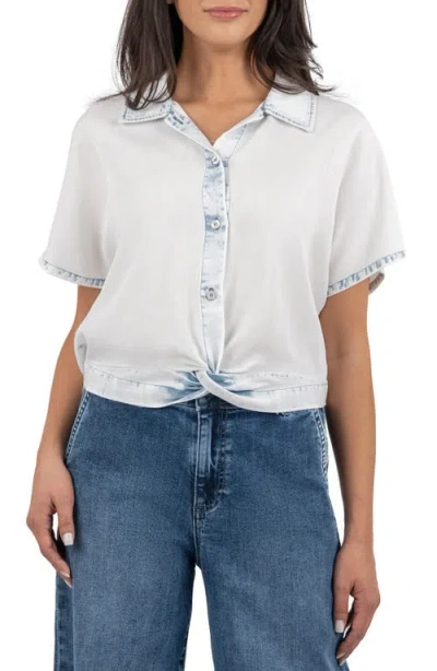 KUT FROM THE KLOTH KUT FROM THE KLOTH HOSANNA TWIST HEM CHAMBRAY BUTTON-UP SHIRT