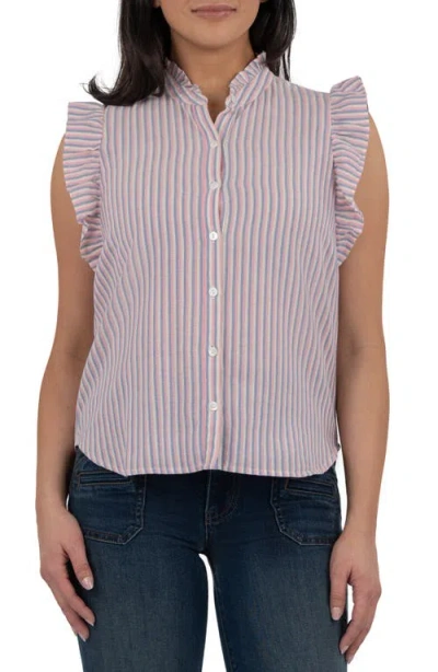KUT FROM THE KLOTH KUT FROM THE KLOTH KATARA SLEEVELESS RUFFLE BUTTON-UP SHIRT