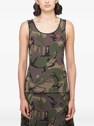 KWAIDAN EDITIONS CAMOUFLAGE SCOOP-NECK TANK TOP