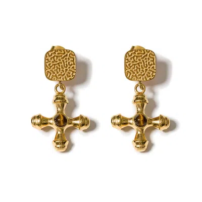 KYBELE STUDIO WOMEN'S BROWN BYZANTINE EARRINGS IN TIGER EYE