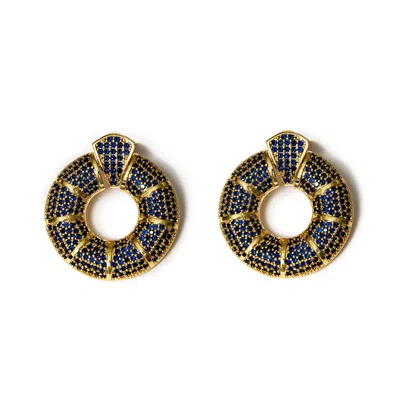 KYBELE STUDIO WOMEN'S GOLD / BLUE DONUT HOOP EARRINGS IN BLUE