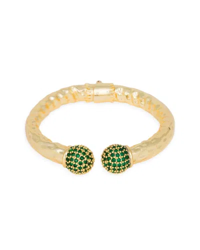 KYBELE STUDIO WOMEN'S GOLD / GREEN CACTUS BLOOM ZIRCON BANGLE