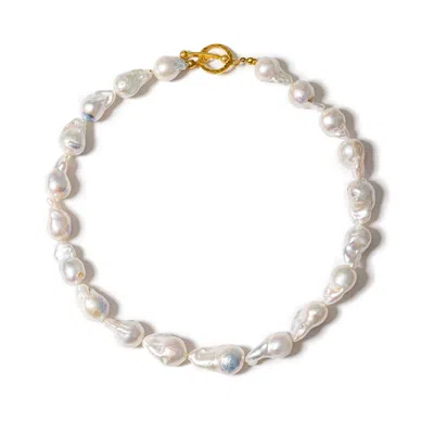KYBELE STUDIO WOMEN'S GOLD / WHITE POSITANO NECKLACE WITH WHITE BAROQUE PEARLS