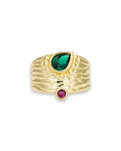 KYBELE STUDIO WOMEN'S GREEN / YELLOW / GOLD RADIANT RIPPLE RING