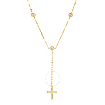 KYLIE HARPER KYLIE HARPER 14K GOLD OVER SILVER BEZEL-SET CZ CROSS Y NECKLACE