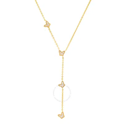 KYLIE HARPER KYLIE HARPER 14K GOLD OVER SILVER MOTHER OF PEARL FLOATING BUTTERFLY Y NECKLACE