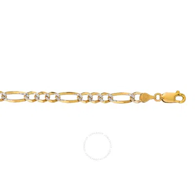 KYLIE HARPER KYLIE HARPER MEN'S 14K TWO-TONE GOLD THICK/HEAVY DIAMOND-CUT PAVE FIGARO CHAIN BRACELET
