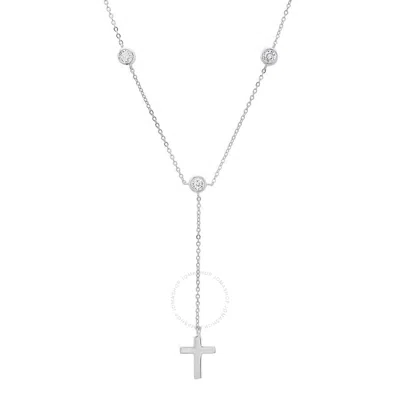 KYLIE HARPER KYLIE HARPER STERLING SILVER BEZEL-SET CZ CROSS Y NECKLACE