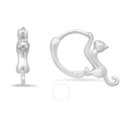 KYLIE HARPER KYLIE HARPER STERLING SILVER KITTY CAT HOOP EARRINGS