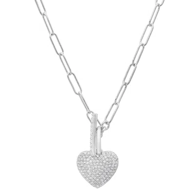 KYLIE HARPER WOMEN'S PAPERCLIP TOGGLE HEART DIAMOND NECKLACE IN STERLING SILVER
