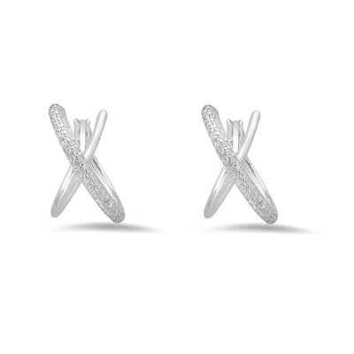 KYLIE HARPER WOMEN'S PAVE X HOOP EARRINGS IN STERLING SILVER