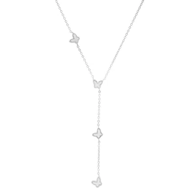 KYLIE HARPER WOMEN'S STERLING SILVER MOTHER OF PEARL FLOATING BUTTERFLY Y NECKLACE