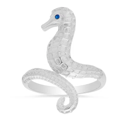 KYLIE HARPER WOMEN'S STERLING SILVER SAPPHIRE CZ SEAHORSE RING