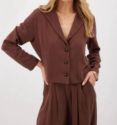 KYLIE PAIGE FLORA LINEN JACKET IN CHOCOLATE