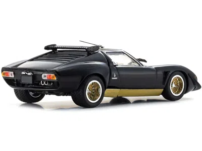 KYOSHO LAMBORGHINI MIURA SVR BLACK WITH GOLD ACCENTS AND WHEELS 1/43 DIECAST MODEL CAR BY KYOSHO
