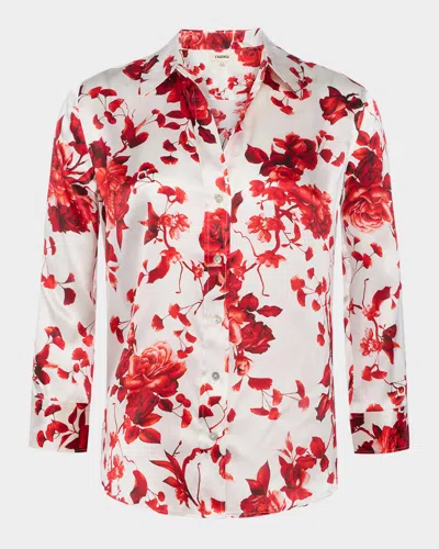 L'AGENCE DANI BUTTON-FRONT SILK BLOUSE