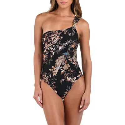 L'AGENCE L'AGENCE KARMIN JUNGLE ONE-SHOULDER ONE-PIECE SWIMSUIT